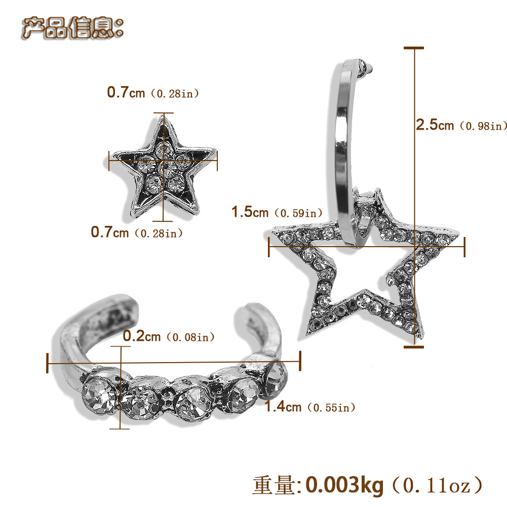 Japonais Et Coréen Style Alliage Diamant Boucles D'oreilles Ensemble Simple Gracieux Pentagramme Boucles D'oreilles Noble Tempérament display picture 14