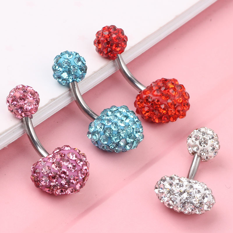 Fashion Heart Shape Stainless Steel Plating Zircon Belly Ring 1 Piece display picture 2