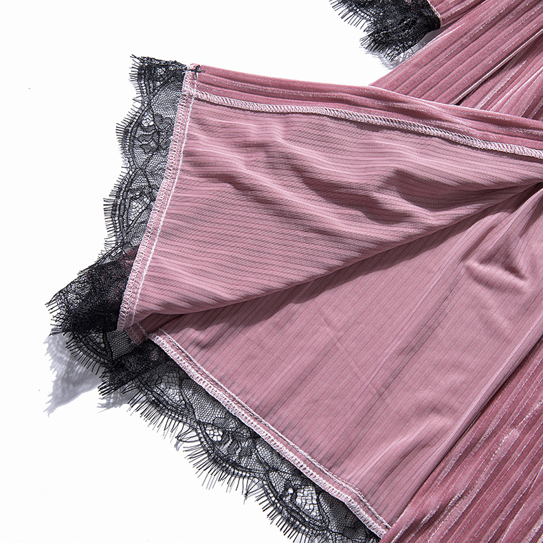 Korean women's Velvet sexy pajamas with suspenders four-piece suit NSMR7793
