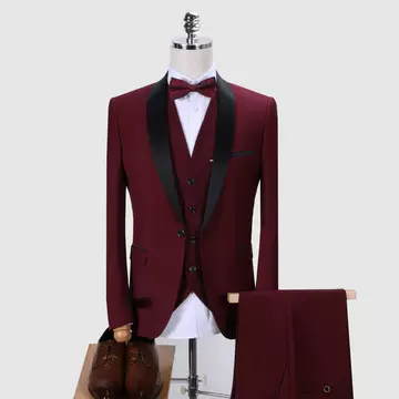 Spring and autumn 2019 new men's stripe suit green fruit collar dress three piece business dress bridegroom's suit - ShopShipShake