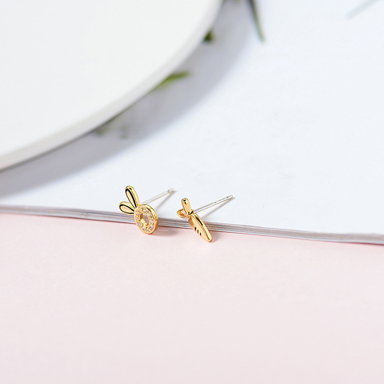 S925 Zircon Drop Oil Color Gold Earrings Earrings Female display picture 5