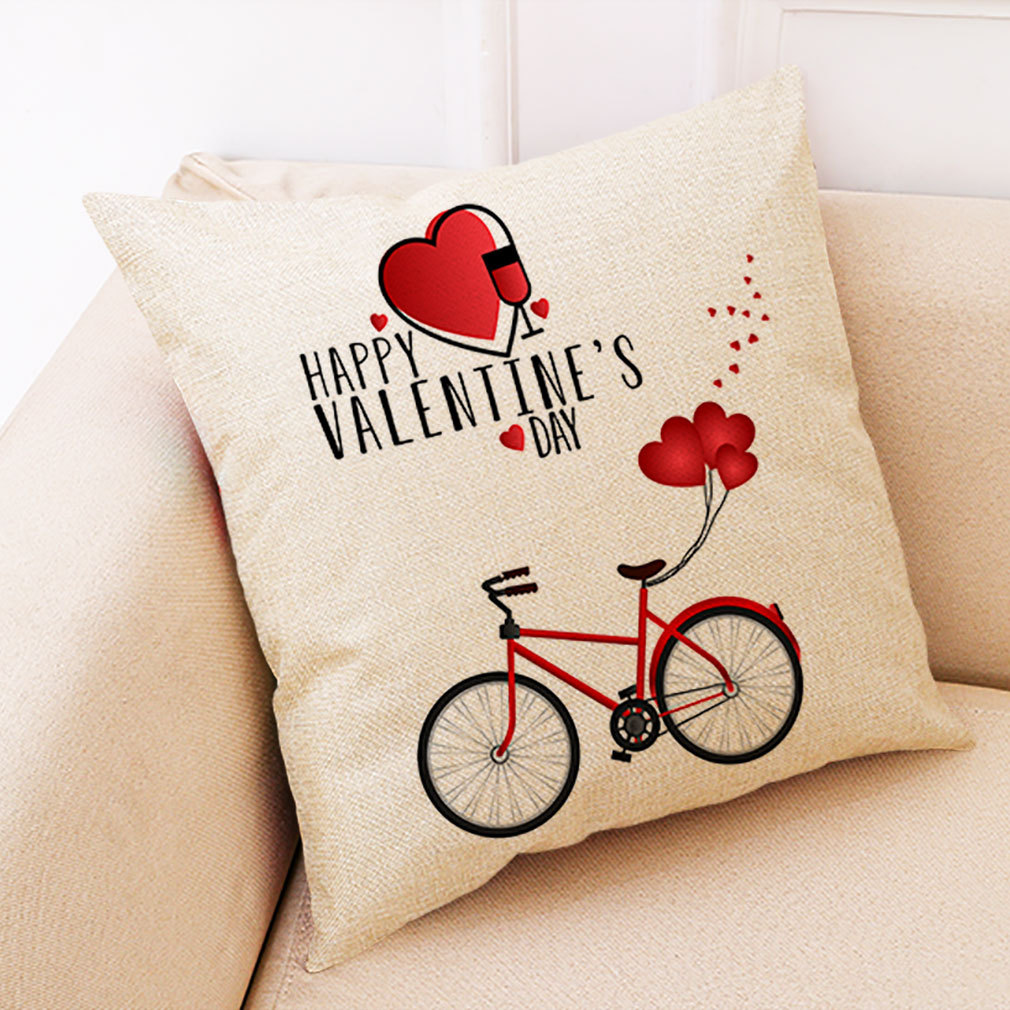 亚马逊 eBay 新式浪漫情人节棉麻抱枕套 汽车抱枕 办公室午睡抱枕