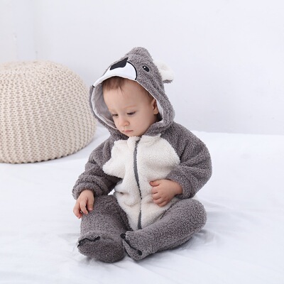 Cross border baby clothes Jumpsuit 2020 winter flannel creeper with feet