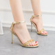 519-5 European and American fashion contracted peep-toe one word with high-heeled shoes high heel with shiny sequins sexy female sandals