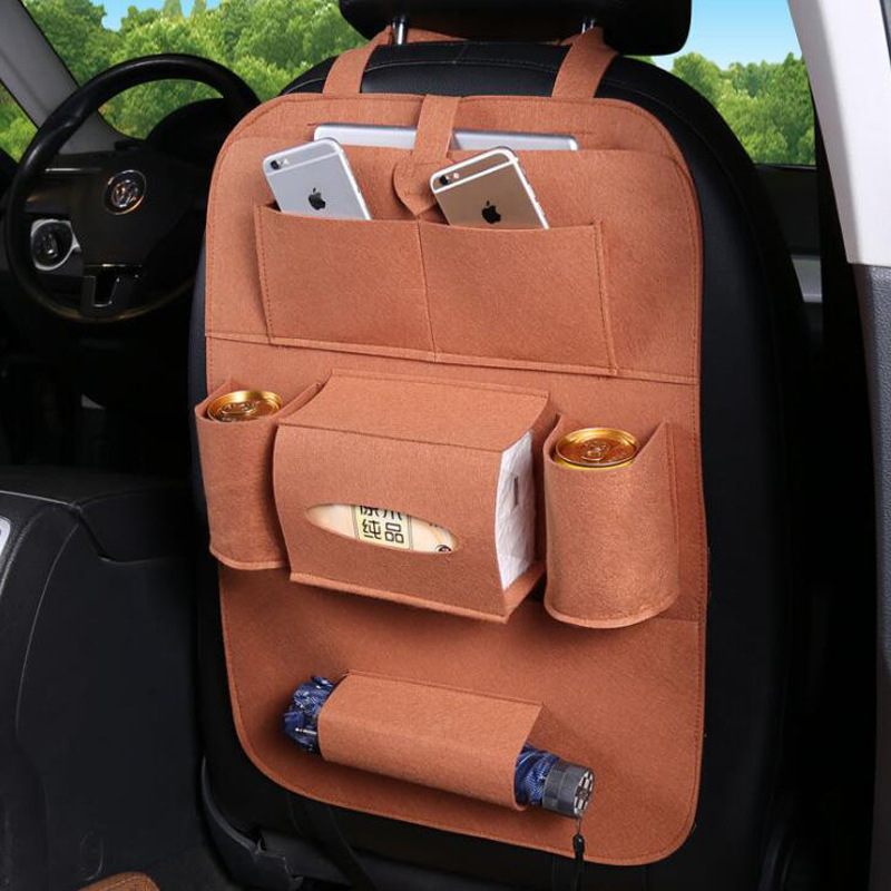 汽车座椅后座背挂整理收纳袋车内多功能毛毡车载靠背置物袋|ms