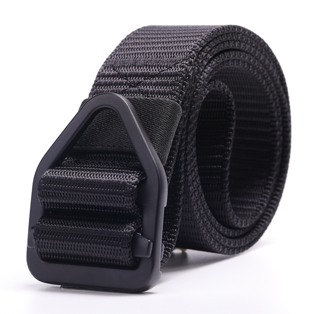 Fábrica de producción profesional de los hombres al aire libre de secado rápido bala caída cinturón de nylon puro triángulo hebilla pantalones cinturón tejido