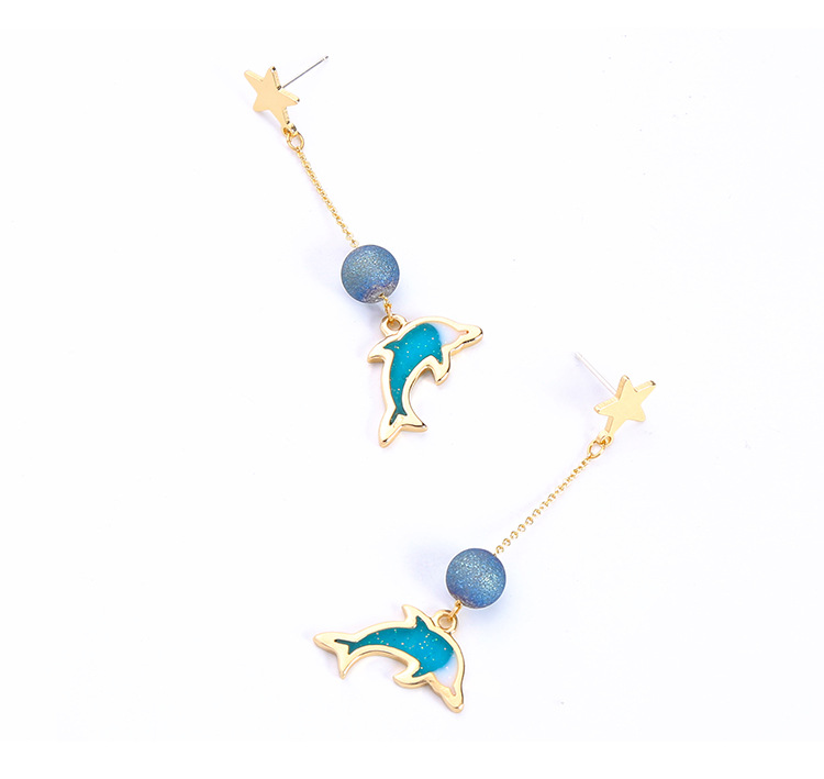 S925 Silver Pin Enamel Dripping Oil Cute Dolphin Earrings Earrings Women Long Earrings display picture 1