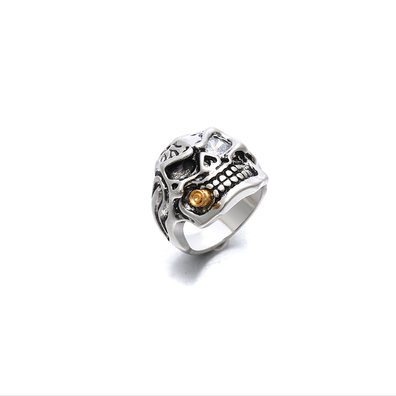 Halloween Festival Gothic Ethnic Style Cool Style Skull Alloy Plating Inlay Rhinestones Halloween Men's Rings