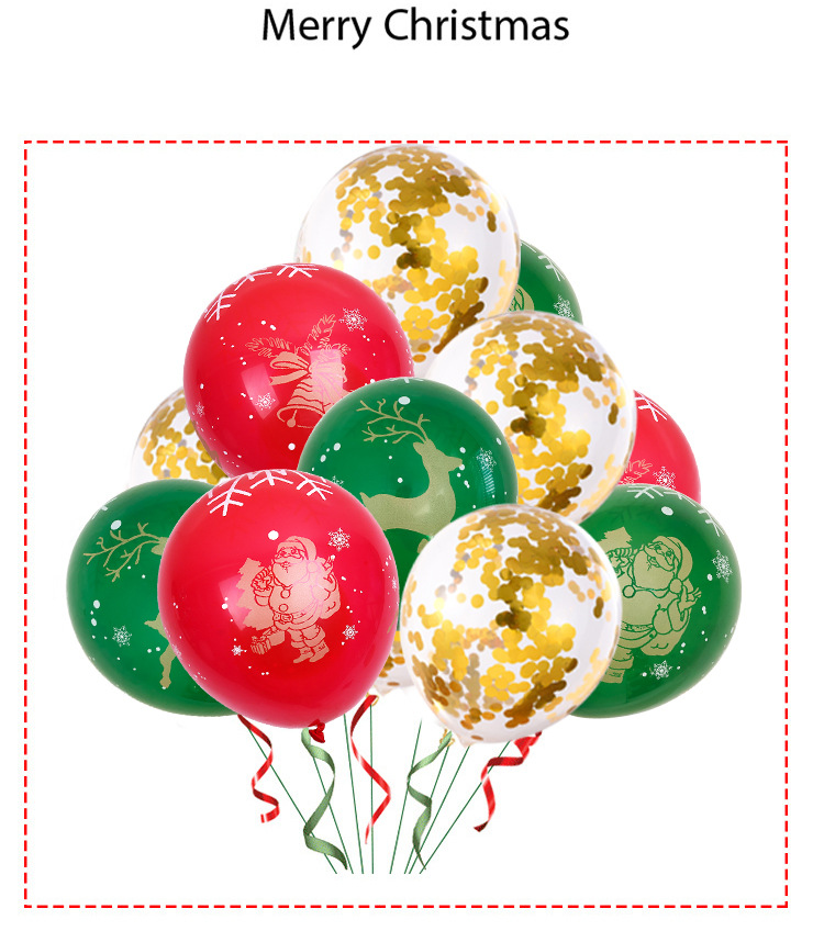 Red Green Christmas Balloon Latex 12 Inch Bronzing 5 Faces All Printed Color Latex Round Christmas Balloons display picture 6