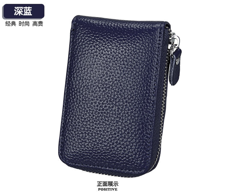 60g Weight Zipper Closure Type Business Occasion Genuine leather Material Solid Color Pattern Unisex Gender Coffee, Royal Blue, Orange, Dark Blue, Pink, Purple, Red, Green, Yellow, Black Color Unisex Solid Color Genuine Leather Coffee Royal Blue Orange Zipper Card Holders 55