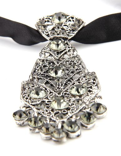 Stylish and Personality Trendy Unisex Korean Style Wedding Reception Host Metal Inlaid Diamond Small Tie