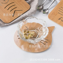 廚房竹木卡通鏤空木質杯墊加厚防燙隔熱墊餐桌墊防滑鍋墊盤墊