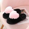 New autumn and winter cotton slippers Confineed shoes love knot plush flat bottom, dragging hair opening home slippers