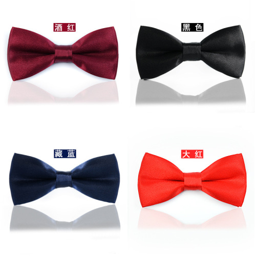 Children's bow tie bow flower plain black Amazon double-layer fabric navy blue solid glitter student baby