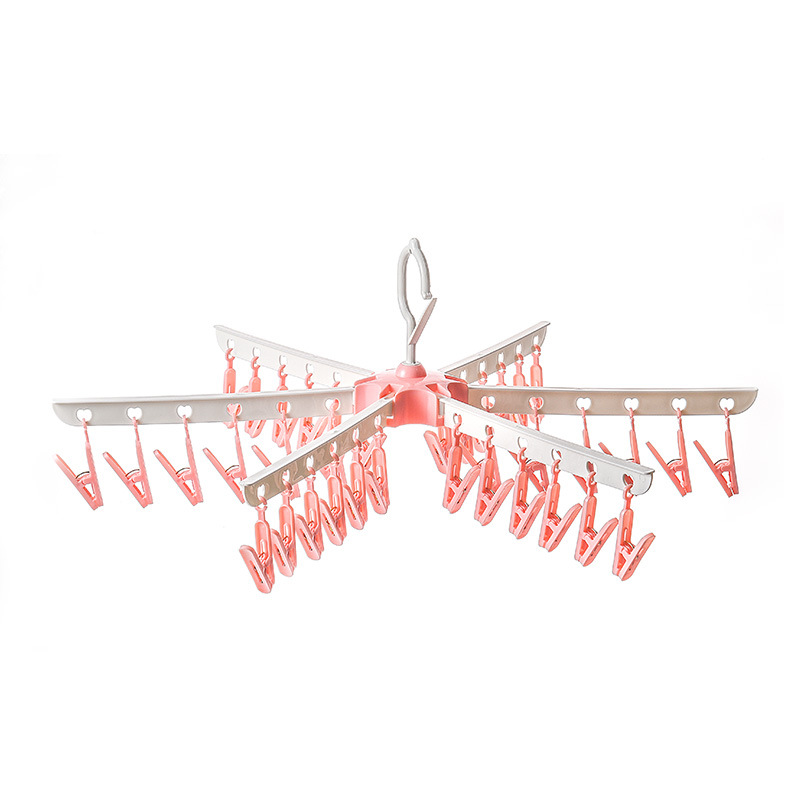 Xiangsu hogar 36-clip plegable en forma de paraguas de secado rack de plástico a prueba de viento multi-clip adulto secado rack ropa interior