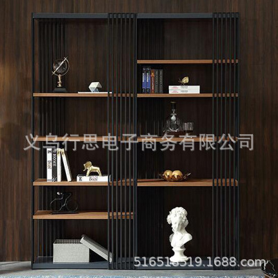 工业风落地书架置物架铁艺屏风玄关隔断loft办公室客厅储物架子|ru