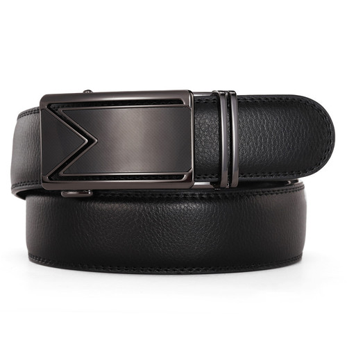 New Men's Automatic Belt Genuine Leather Belt Buckle Business Youth Manufacturer Wholesale Amazon Cross-Border Shipping