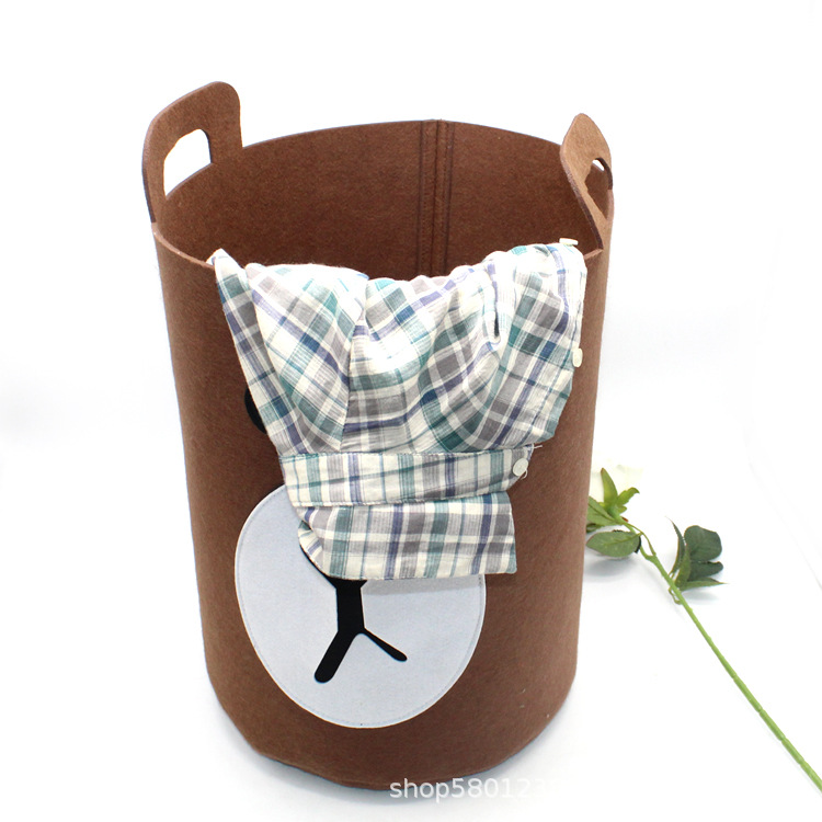 创意收纳桶脏衣篮 儿童卡通图案彩色毛毡收纳筐 批发定制