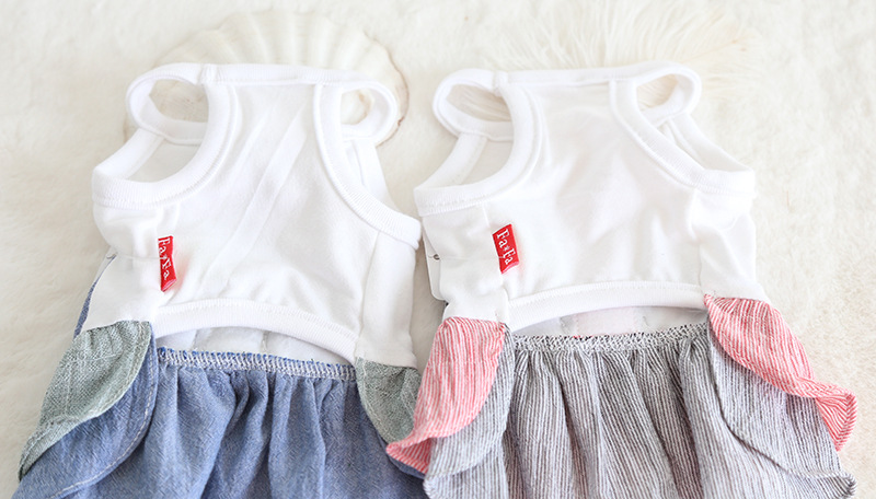 棉纱双色木扣裙