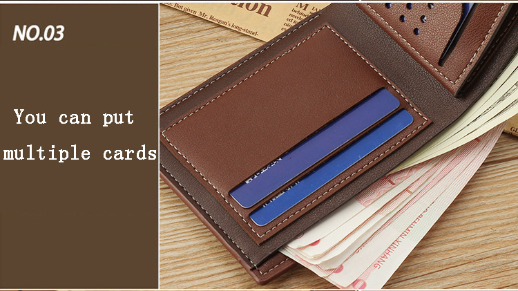105g Weight Polyester Lining Material Open Closure Type Business, Travel Occasion Pu Leather Material Solid Color Pattern All Seasons Season Men'S Gender Basic Style Square Shape Blue Color New Men's Wallet Korean-style Short Wallet Glossy Wallet Fashion Loose-leaf Soft Leather Beauty Wallet Factory Wholesale 5