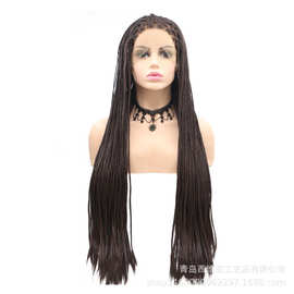 sylvia前蕾丝跨境假发非洲脏辫化纤前蕾丝wigs辫子玫瑰内网全头套