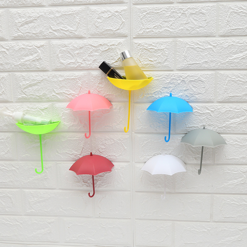可爱雨伞造型挂钩无痕免钉小粘钩钥匙架厨房浴室装饰卧室肥皂盒|ms