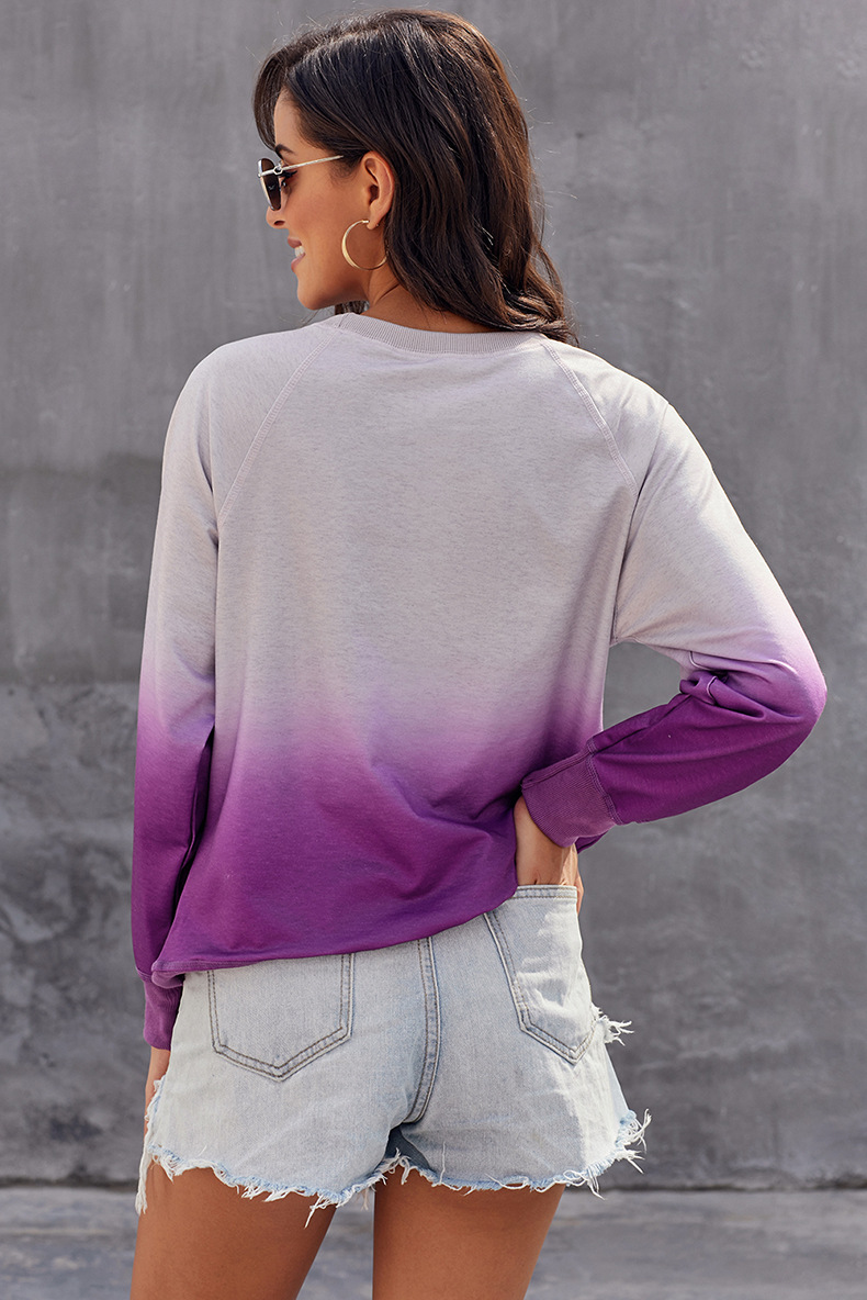 spring and autumn new style gradient pullover round neck long sleeve casual loose sweatshirt  NSSI3482
