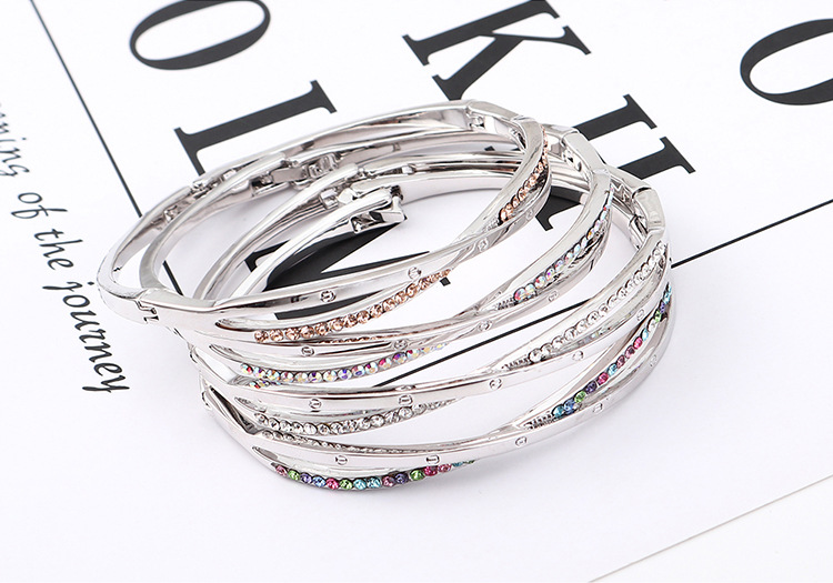 1 Piece Fashion Solid Color Alloy Plating Inlay Rhinestones Womenu0027S Bangle