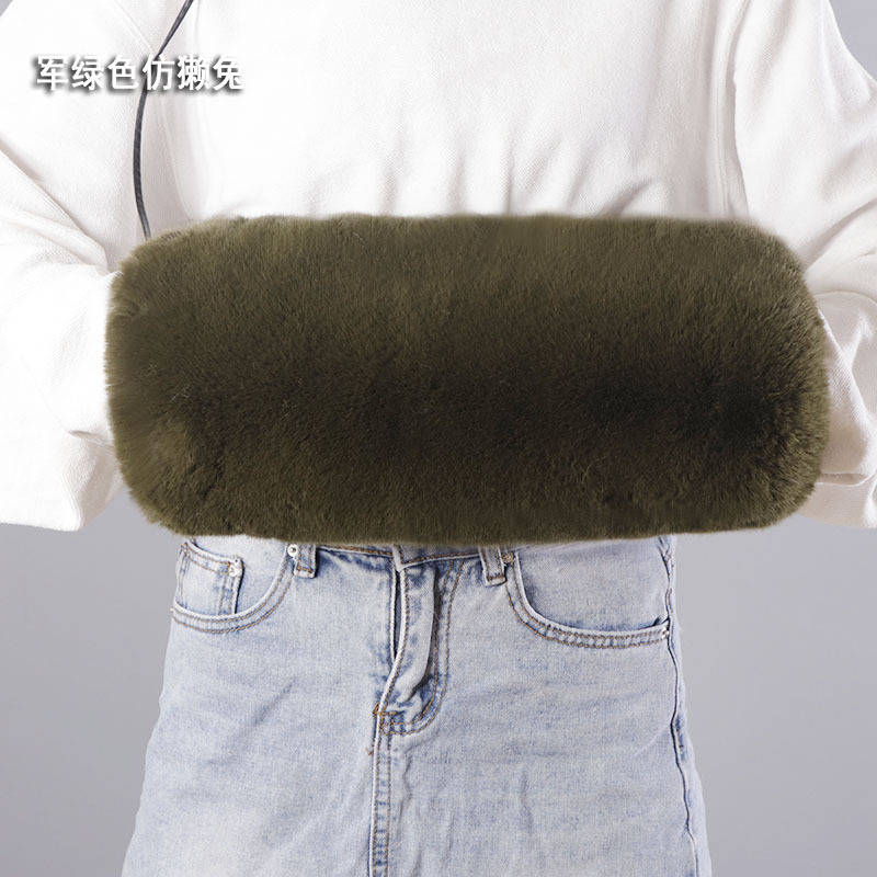 Imitación de piel de zorro protector de mano invierno engrosada mano más caliente de la mano manga de felpa almohada mano más caliente calentador de la mano