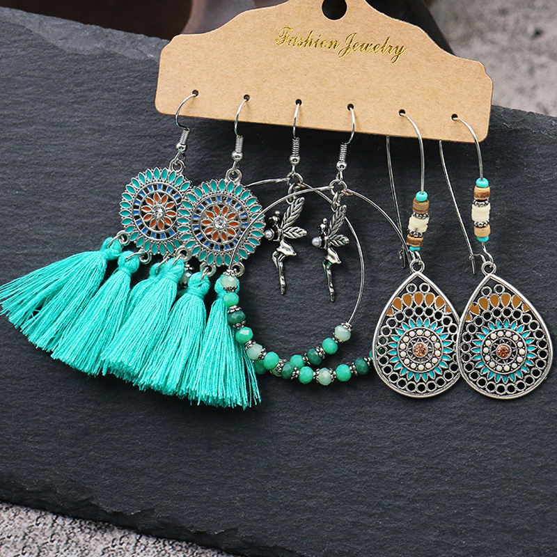 3 Pairs Bohemian Geometric Alloy Enamel Women's Earrings display picture 5