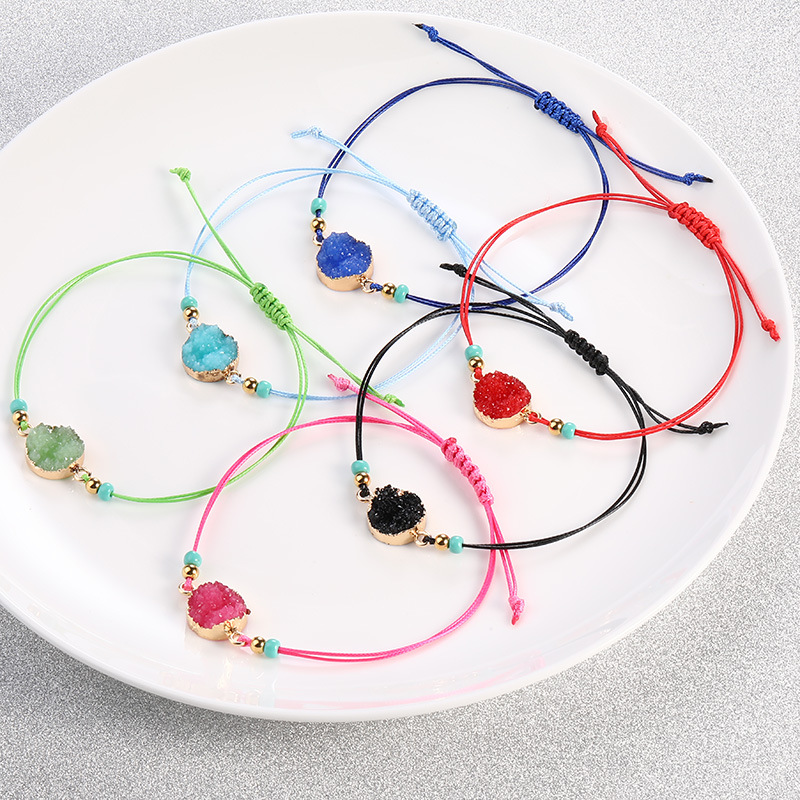 Simple Style Round Stainless Steel Resin Knitting Women's Bracelets 1 Piece display picture 2