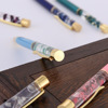 New creative flower pen into oil wafer bead pen fashion Japan and South Korea DIY small fresh dry flowers round bead pen