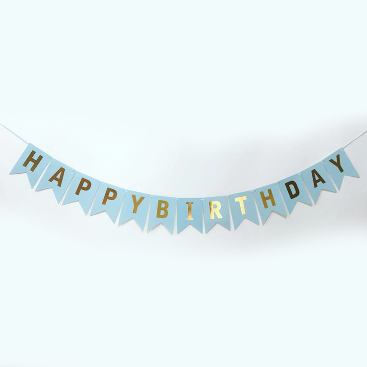 Factory Direct Sale Baby Birthday Party Decoration Gold Foil Letter Banner with Fish Tail Streamers Small Birthday Letter Gold Foil Banner