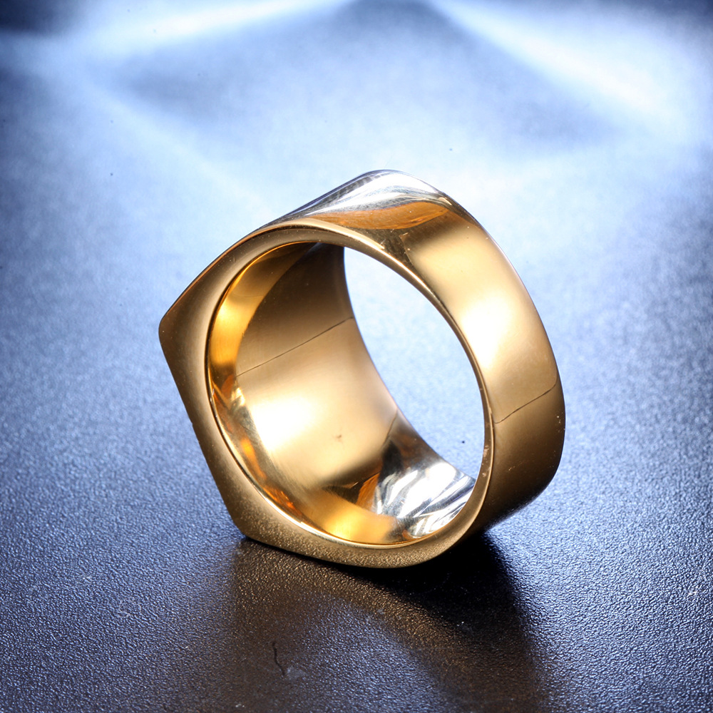 Daily Occasion Titanium Steel Material Retro Geometric Titanium Steel Inlay Rhinestones Polishing Men'S Rings