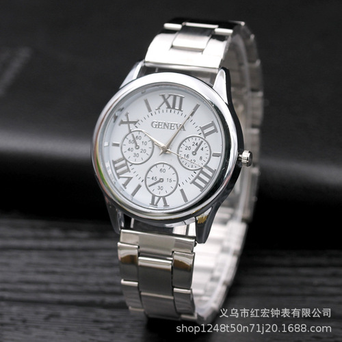 New Fashion Gift Steel Band Watch Women's Geneva Three Eyes Watch Men's Quartz Watch Wholesale