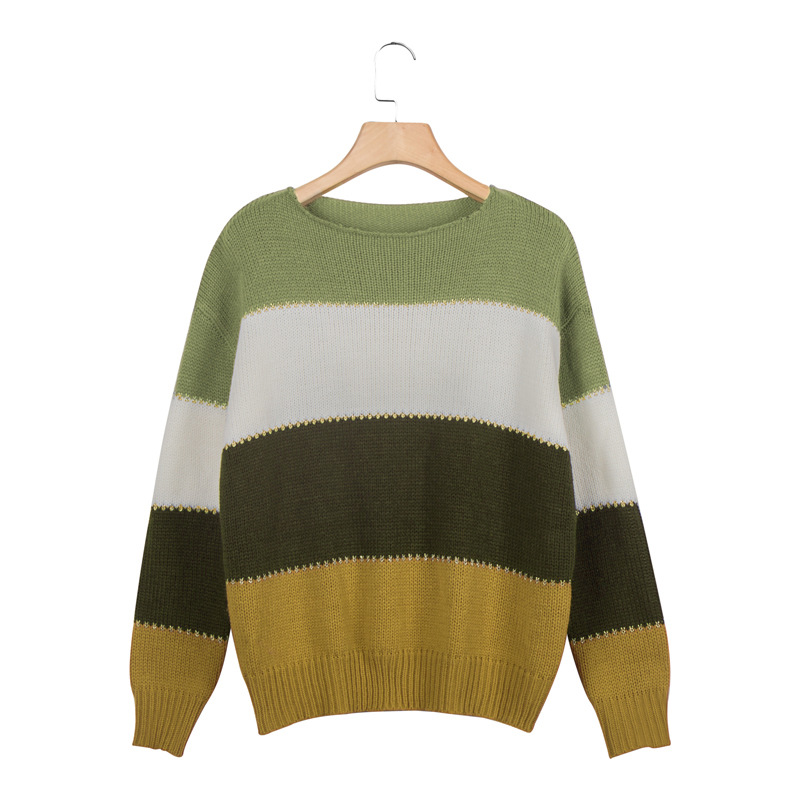 color stitching round neck sweater  NSLK10734