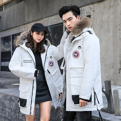 2019 Same item men and women lovers Down Jackets Mid length version Duck winter leisure time lovers coat Down Jackets