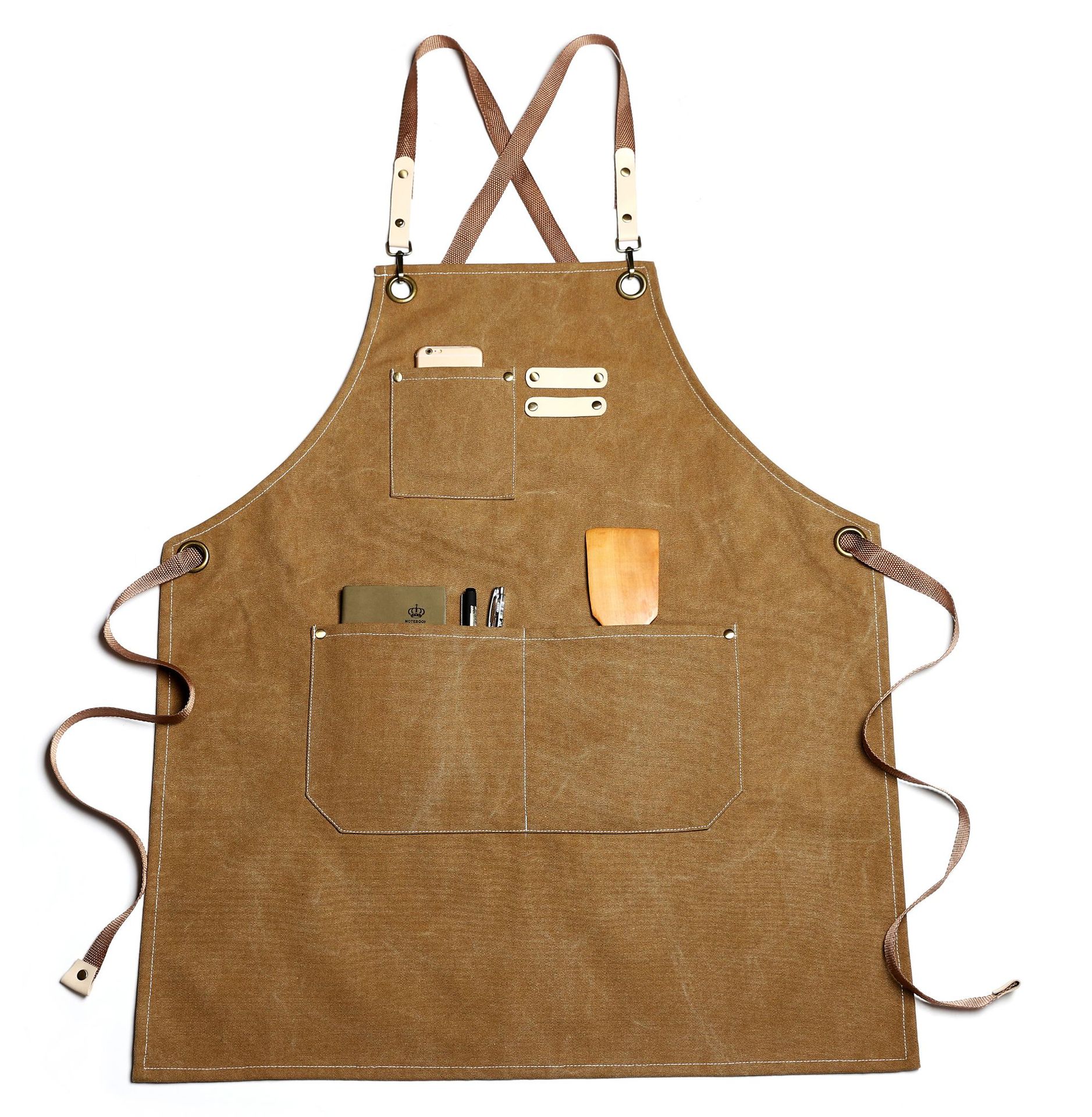 Grembiule da cucina in tela resistente, grembiule da barbiere, unisex, con spalline incrociate, regolabile, per parrucchiere, grembiule in pelle PU per uomo_voghion.com