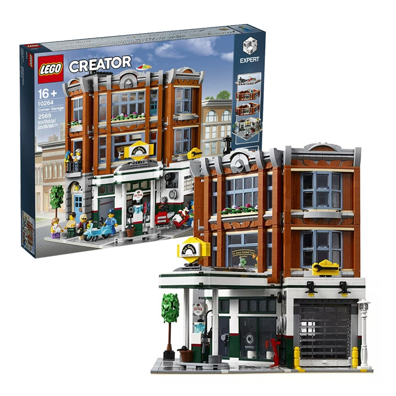 Лего Лего Конструктор 10264 Креативный вид улицы Street View Street Corner Automobile Repair Station 10270 Книжный магазин Игрушки