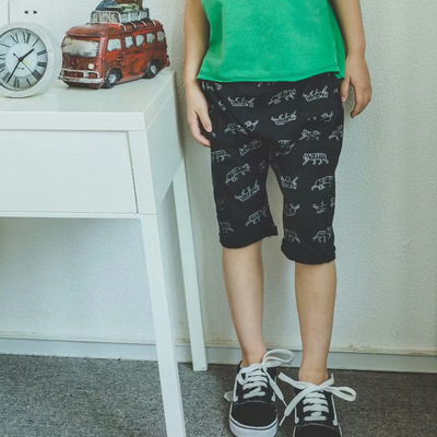 ym9090童装批发 满印老虎 男童夏款半裤 pp哈伦裤 五分裤