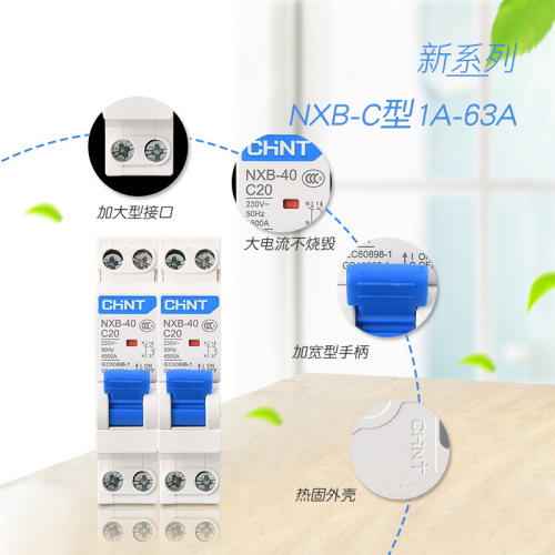 Chint household air switch small circuit breaker NXB-40 1P+N double in and double out C type small circuit breaker