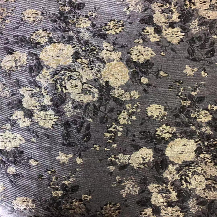 山茶花图案色织梭织提花面料适用于服装装饰沙发布礼服布