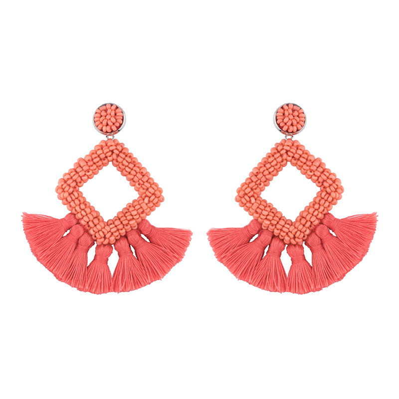 Jewelry Mizhu Tassel Earrings Female Geometric Diamond Stud Earrings display picture 6