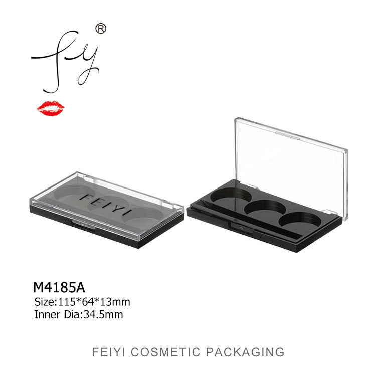 批发优质塑料长方形眼影盒带刷槽 三色遮瑕膏盒化妆品包材 M4185A