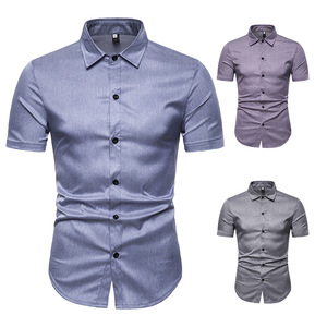 Pure Fashion Design Short-sleeved Shirts  Men’s Turn-collar 