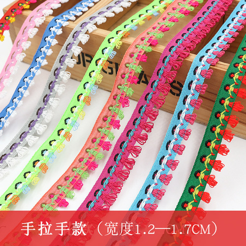 Wholesale 28-color handmade DIY ethnic embroidery jacquard ribbon fan edge ethnic lace accessories 