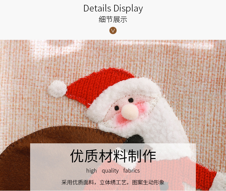 New Christmas Decoration Supplies Burlap Three-dimensional Embroidery Tote Bag Children Gift Bag Candy Bag Storage Bag display picture 9