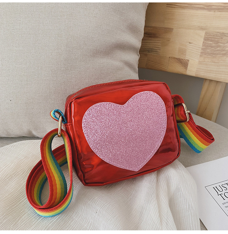 Girl'S Small Pu Leather Rainbow Heart Shape Cute Zipper Crossbody Bag display picture 9