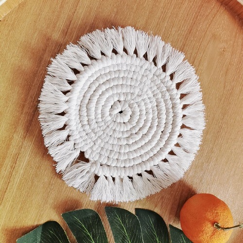 Bohemian woven coaster tablecloth small dinner mat handmade DIY round coaster