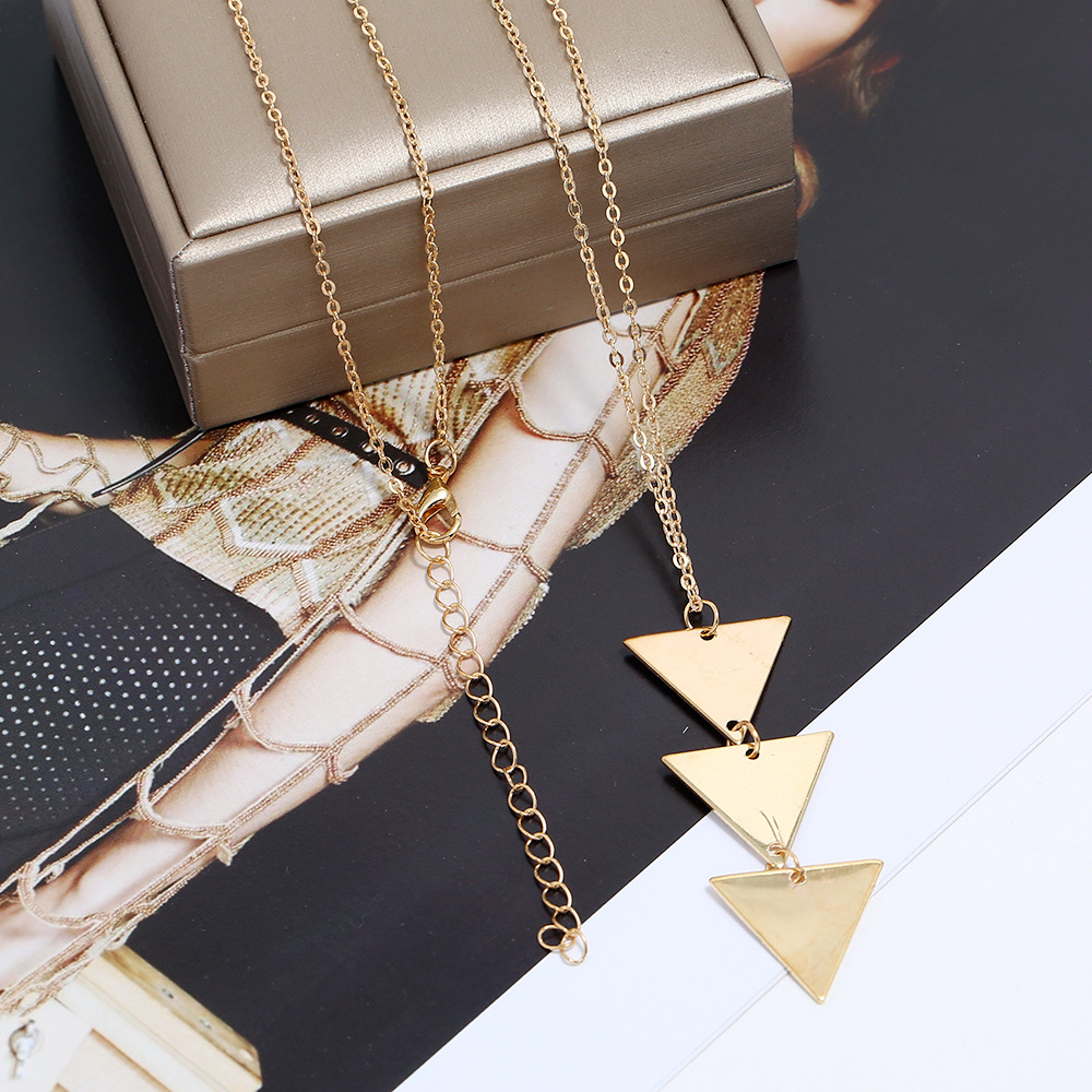 fashion metal geometric Y-shaped pendant long necklace